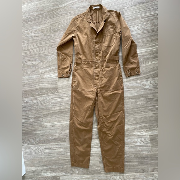 Alex Mill Women’s Tan/Vintage Khaki 98% Cotton Jumpsuit Sz XS EUC - Picture 3 of 12